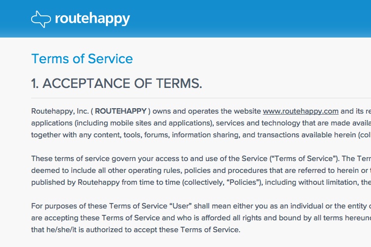 Screenshot of Routehappy 