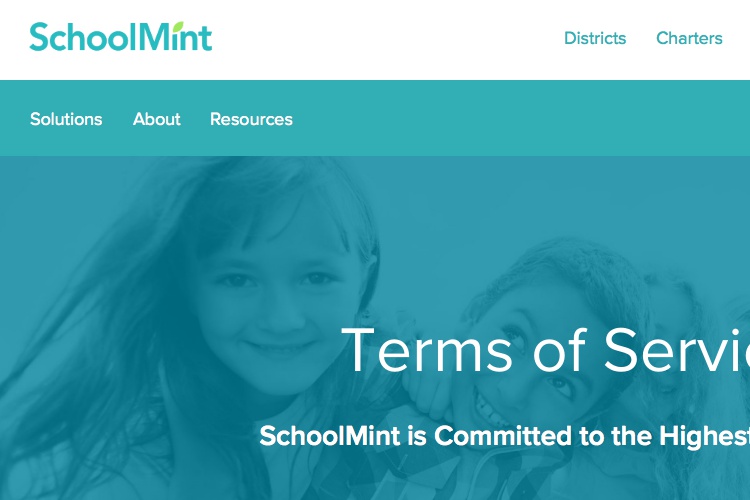 Screenshot of SchoolMint Terms of Service